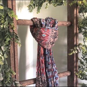 Maurice's Blue, Pink and Black Fringe Light Scarf